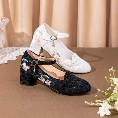 High Heeled Pointed Toe Cheongsam Shoes Vintage Chinese Style Ethnic Shoes