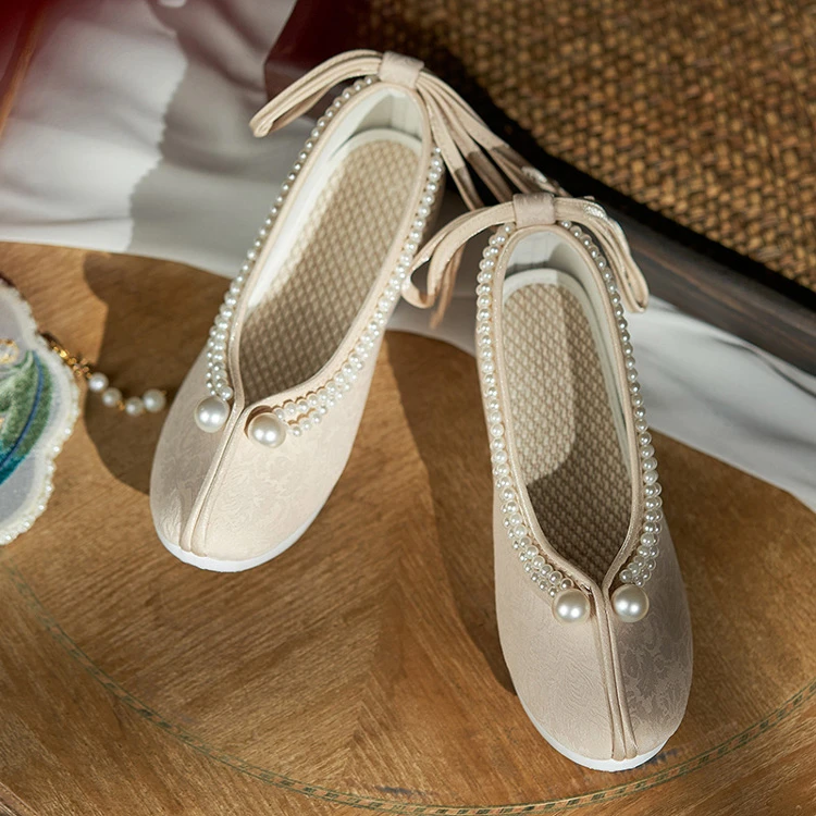Ming Dynasty Hanfu Shoes Women Traditional Cloth Solid Color Sho