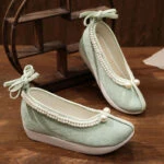 Ming Dynasty Hanfu Shoes Women Traditional Cloth Solid Color Sho
