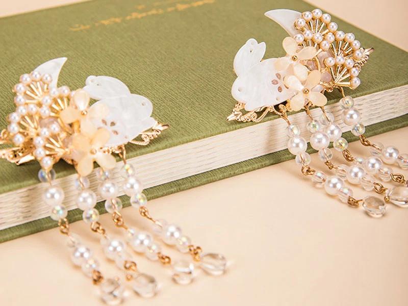 bunny hairclip women hanfu accessories