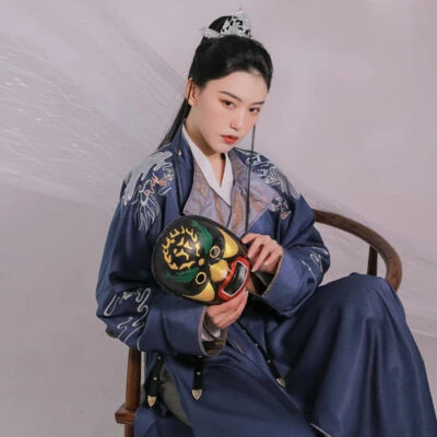 navy dragon kungfu hanfu