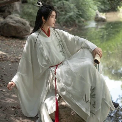 Male Song Round Collar Robe Spring Cross-collar Long Shirt