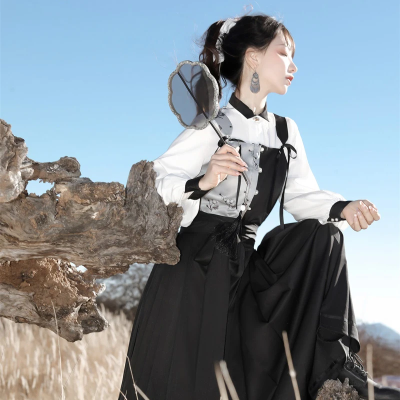 New-Modern-Women-Hanfu-Costume-for-Daily-Mamian-Qun-1 New Modern Women Hanfu Costume for Daily Mamian Qun