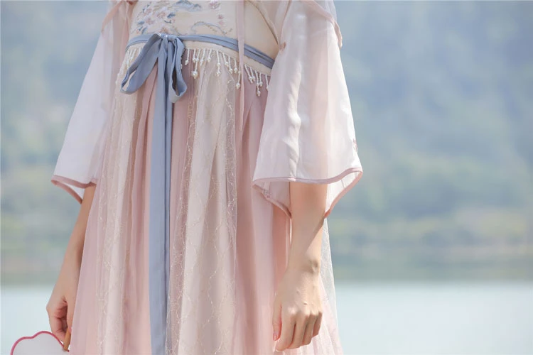 river fairy pink summer hanfu dress