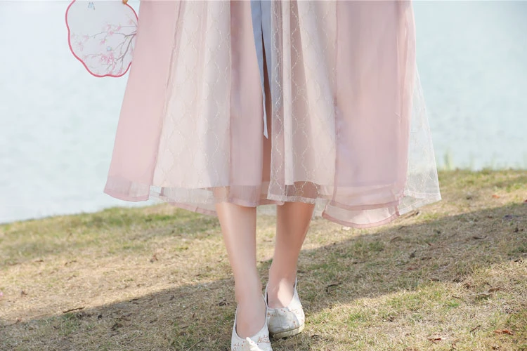 river fairy pink summer hanfu dress