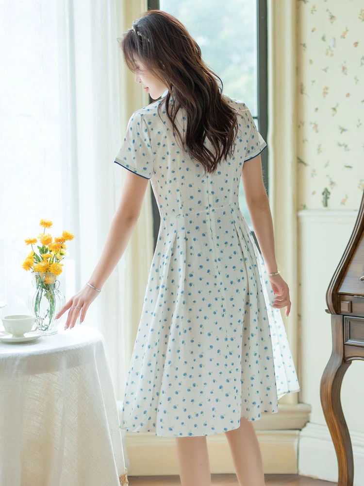 summer flower white cheongsam qipao dress
