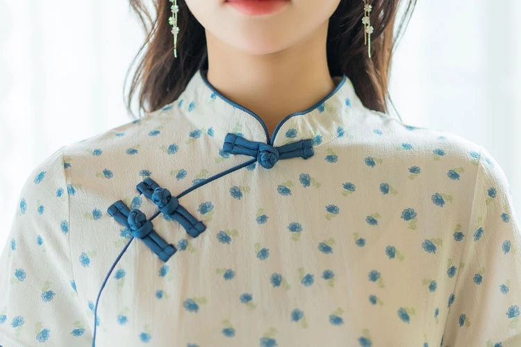 summer flower white cheongsam qipao dress
