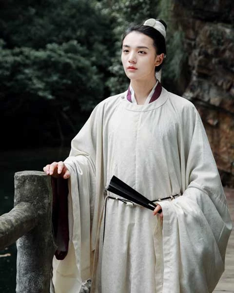 male traditional chinese clothing round collar robe