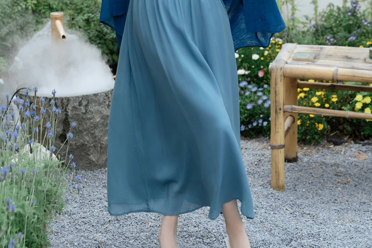 spring blue sexy hanfu dress