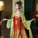 tang princess heziqun hanfu qixiong red green