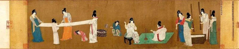Painting Appreciation: Court Ladies Preparing Newly Woven Silk 3