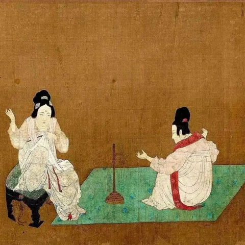 Painting Appreciation: Court Ladies Preparing Newly Woven Silk 7