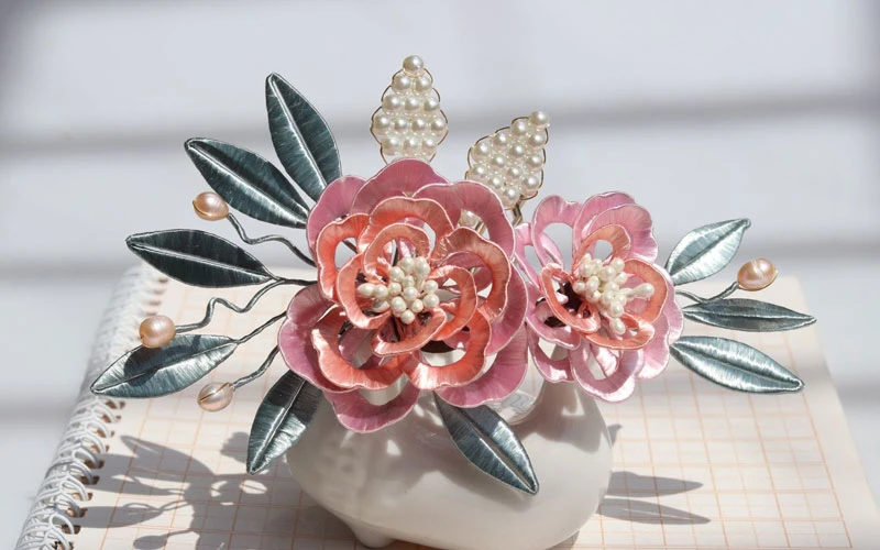 4 Beautiful Artificial Flowers in Han Fu Hair Accessories