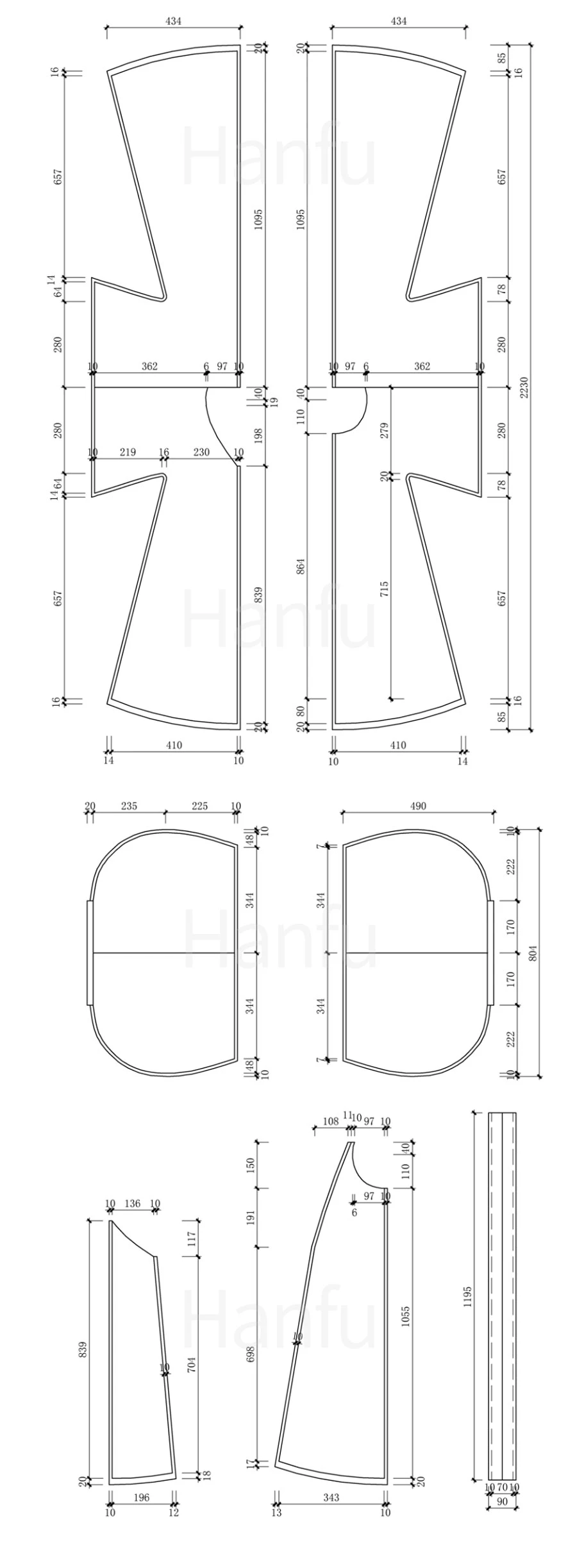 Hanfu Making(5) - Pan Collar Aoqun Cutting & Sewing Patterns