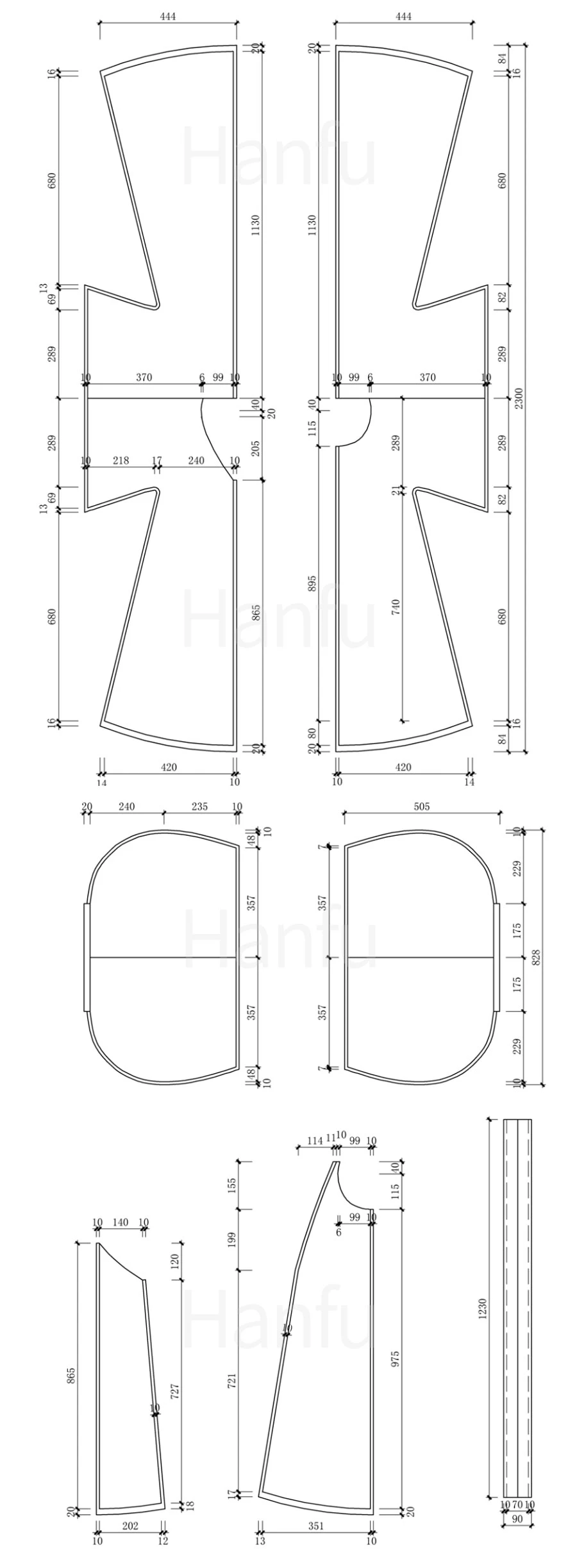 Hanfu Making(5) - Pan Collar Aoqun Cutting & Sewing Patterns