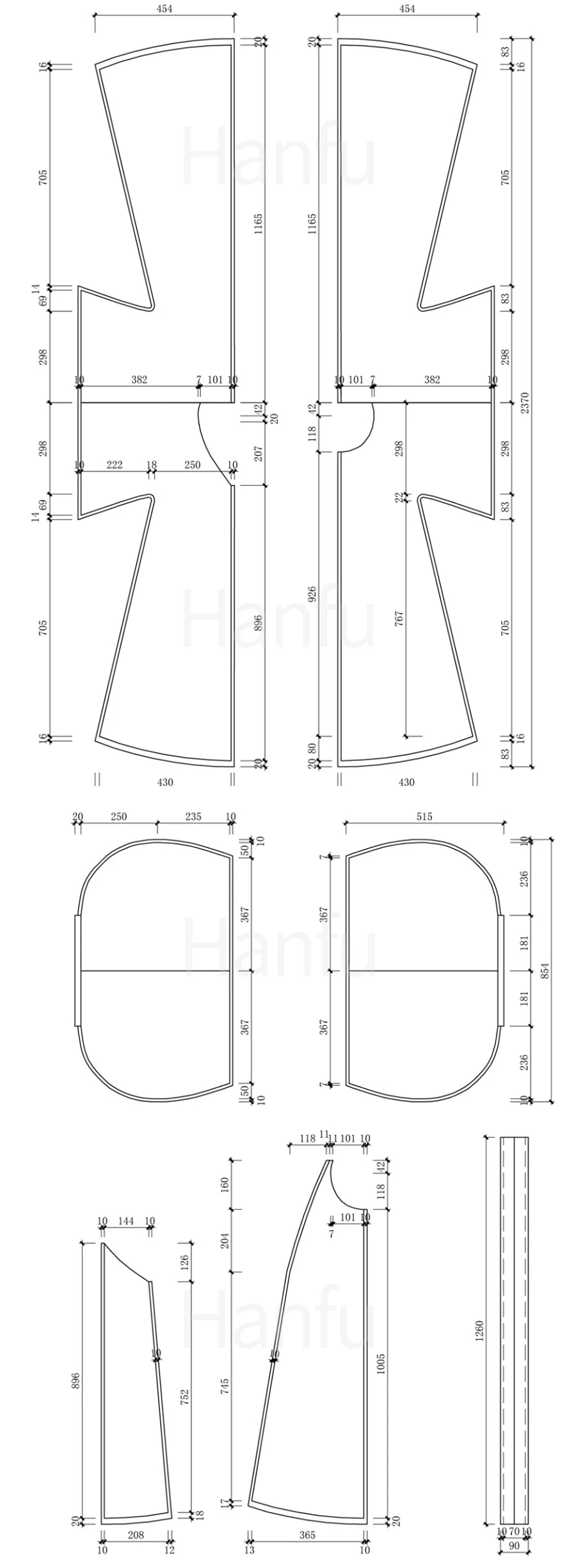 Hanfu Making(5) - Pan Collar Aoqun Cutting & Sewing Patterns
