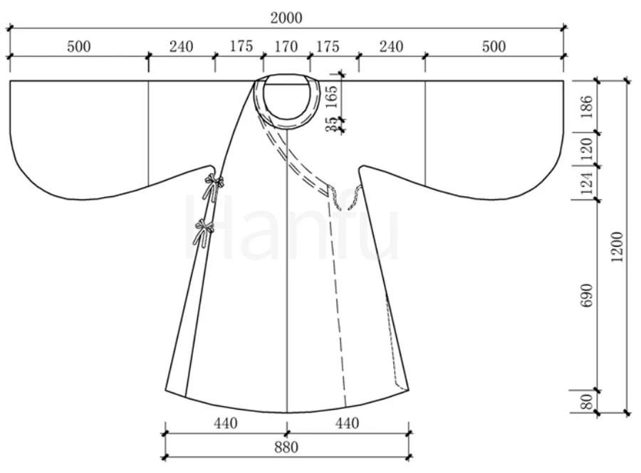 Hanfu Making(5) - Pan Collar Aoqun Cutting & Sewing Patterns