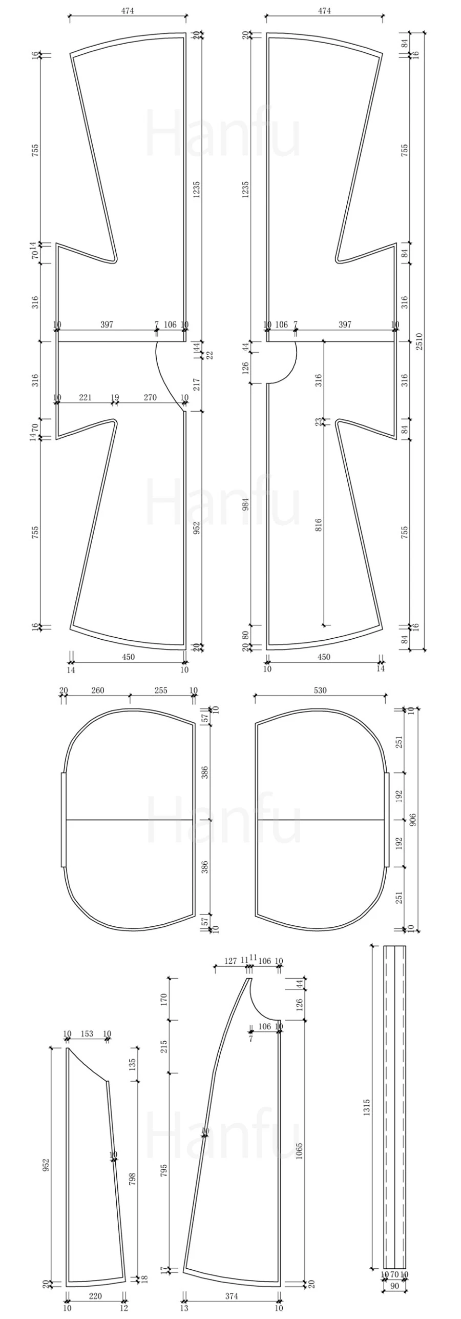 Hanfu Making(5) - Pan Collar Aoqun Cutting & Sewing Patterns