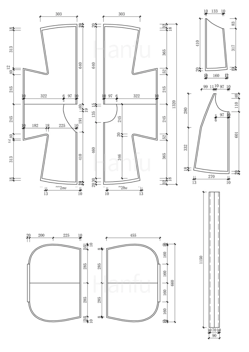 Hanfu Making(5) - Pan Collar Aoqun Cutting & Sewing Patterns