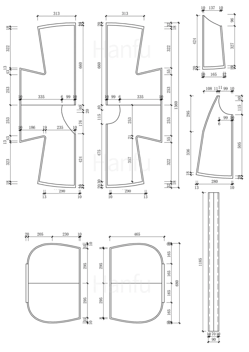 Hanfu Making(5) - Pan Collar Aoqun Cutting & Sewing Patterns