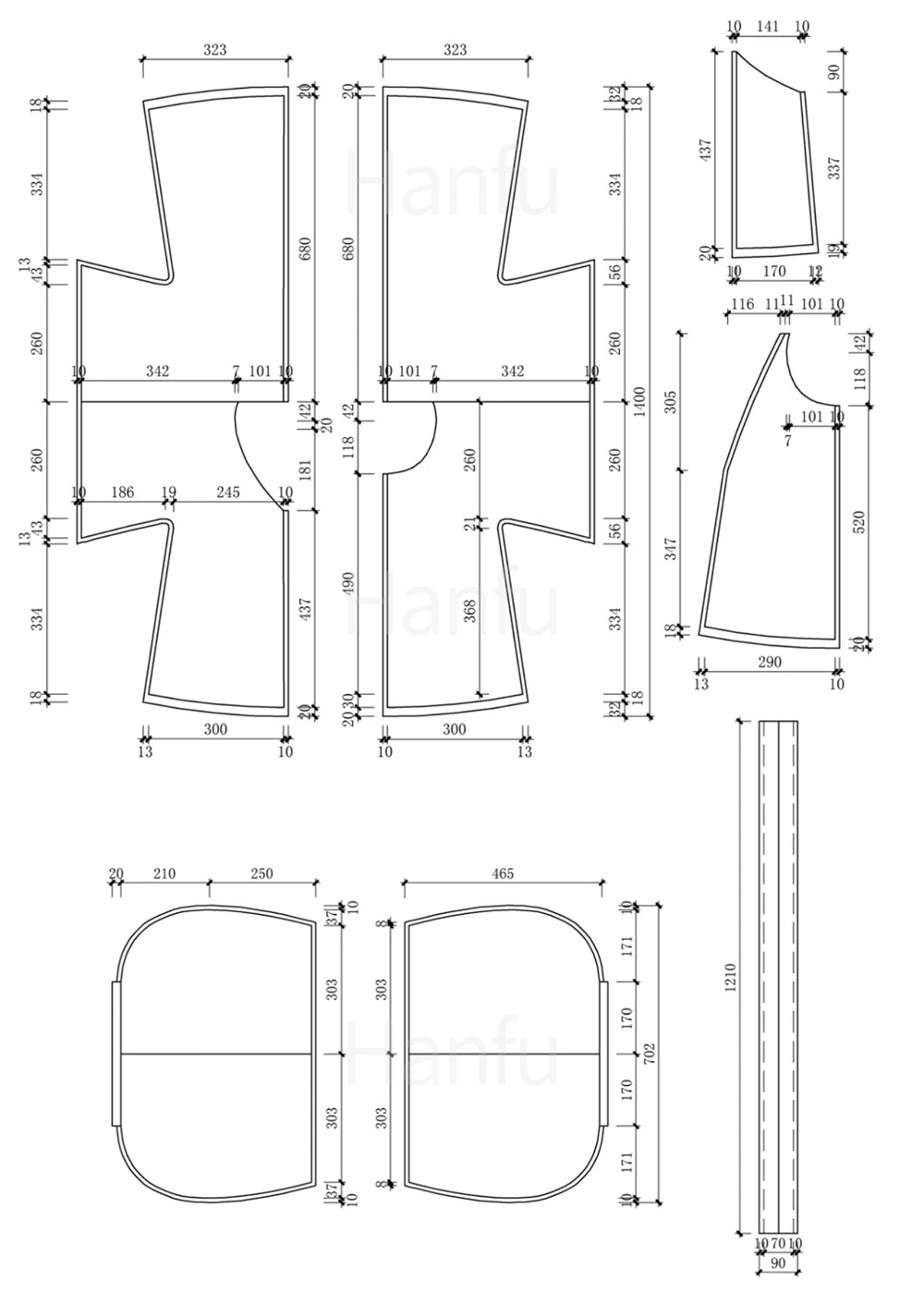 Hanfu Making(5) - Pan Collar Aoqun Cutting & Sewing Patterns