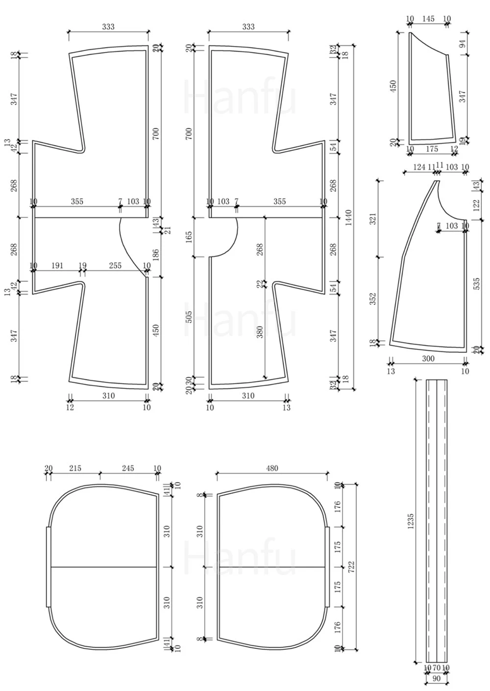 Hanfu Making(5) - Pan Collar Aoqun Cutting & Sewing Patterns