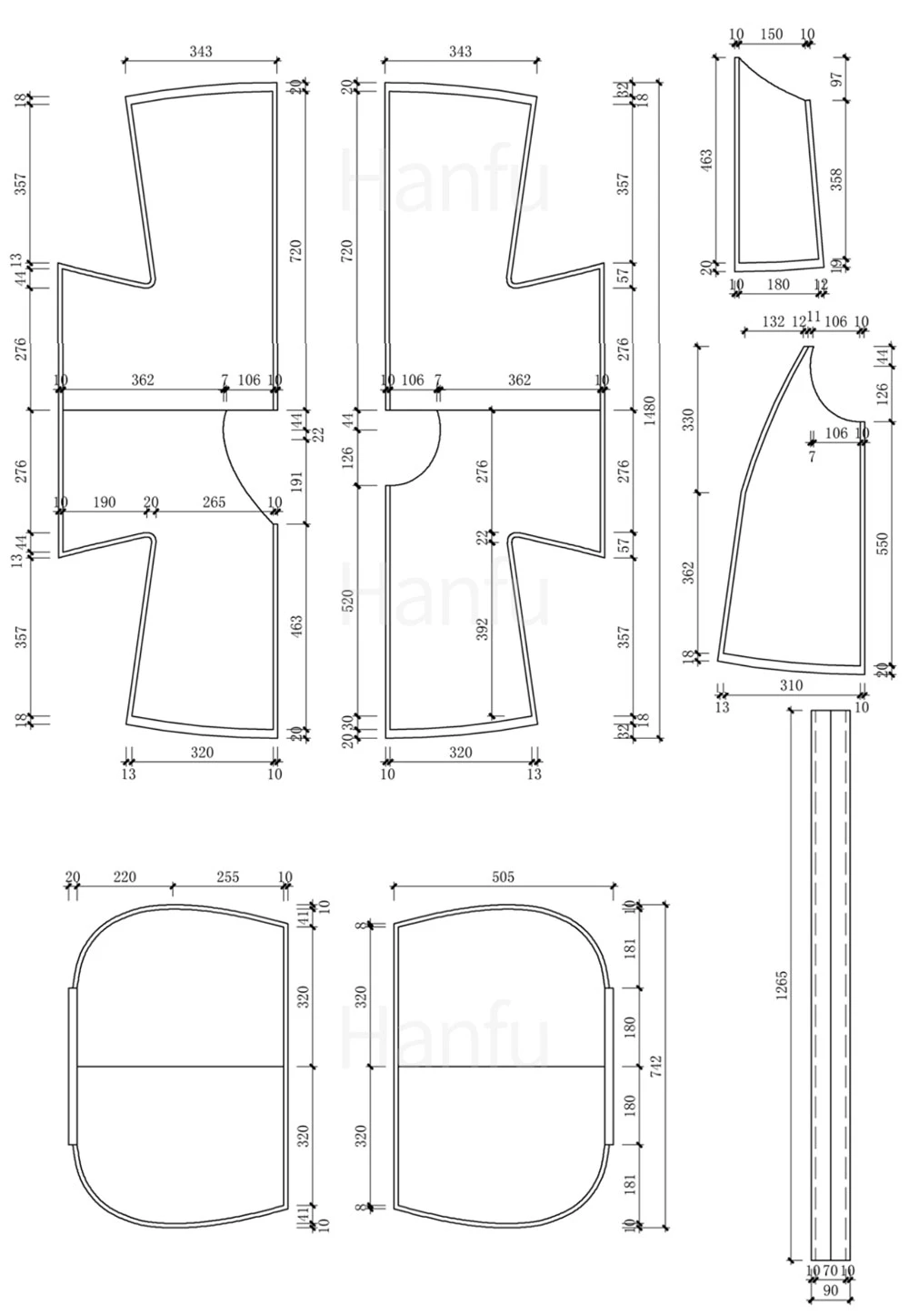 Hanfu Making(5) - Pan Collar Aoqun Cutting & Sewing Patterns