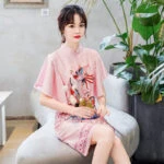 twin phoenix mini qipao dress