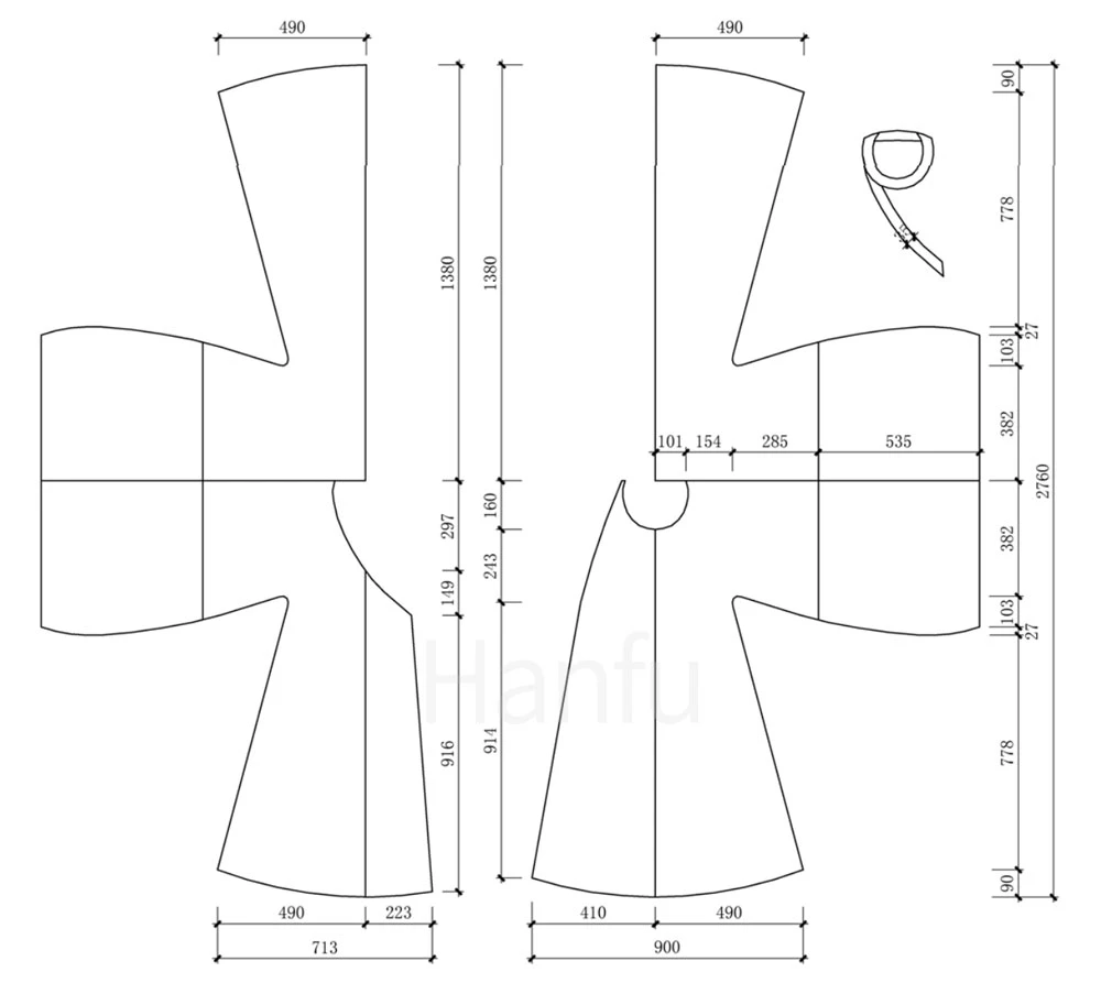 Hanfu Making(10) - Panling Pao and Lanshan Cutting & Sewing Patterns 35