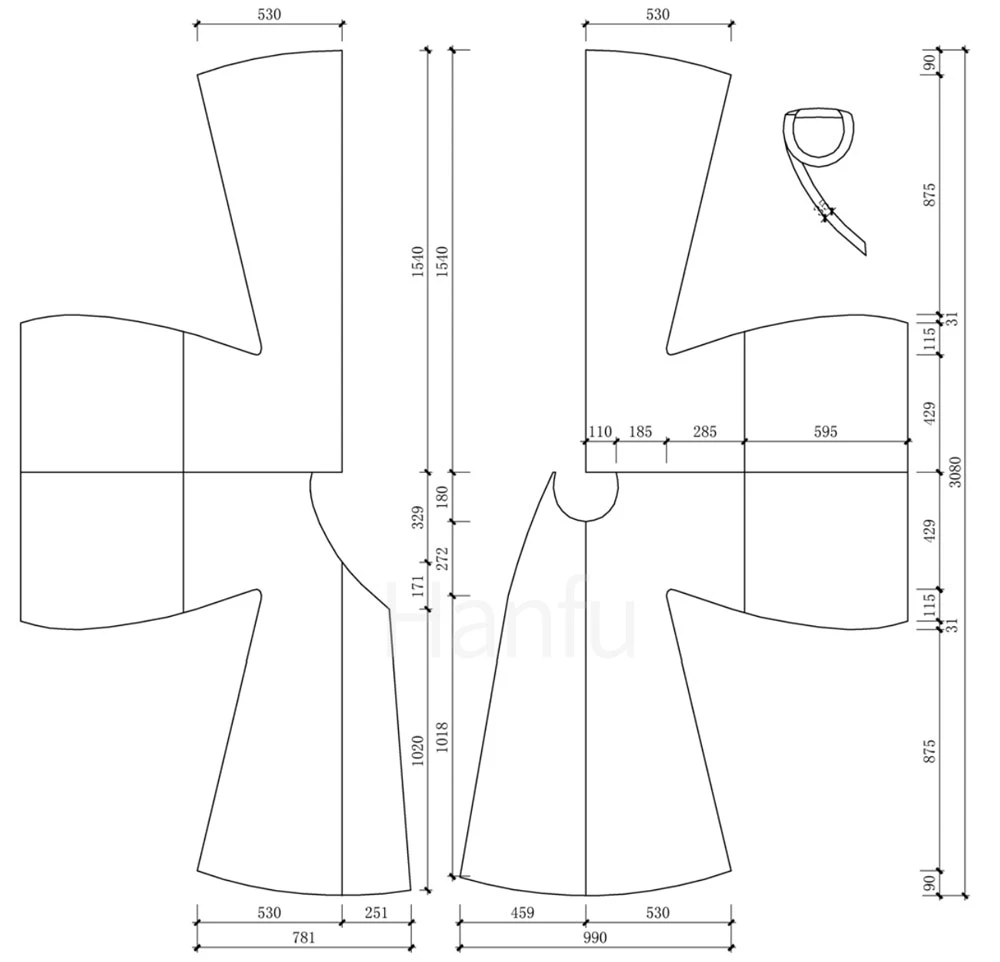 Hanfu Making(10) - Panling Pao and Lanshan Cutting & Sewing Patterns 59