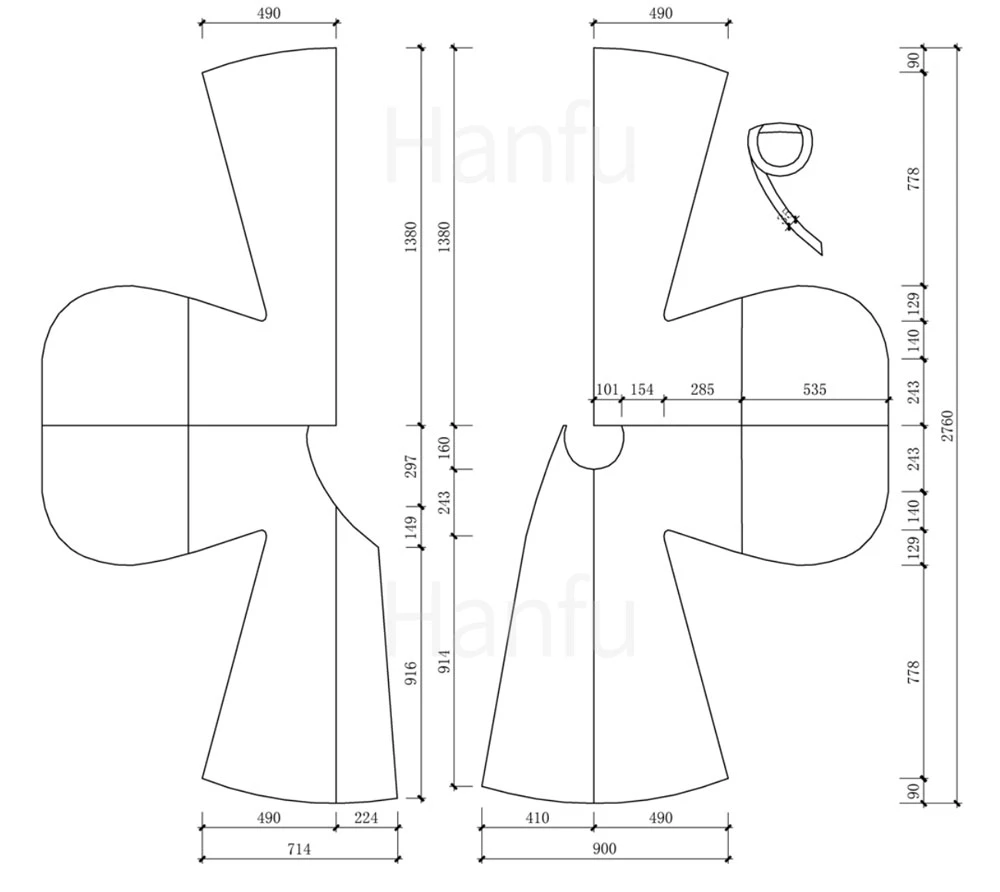 Hanfu Making(10) - Panling Pao and Lanshan Cutting & Sewing Patterns 5