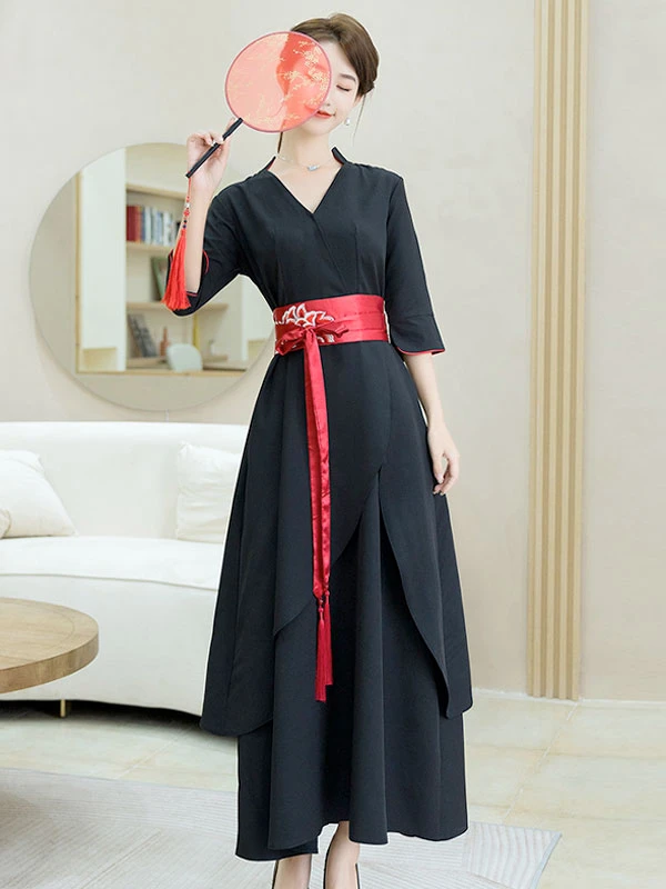 womens black hanfu dress