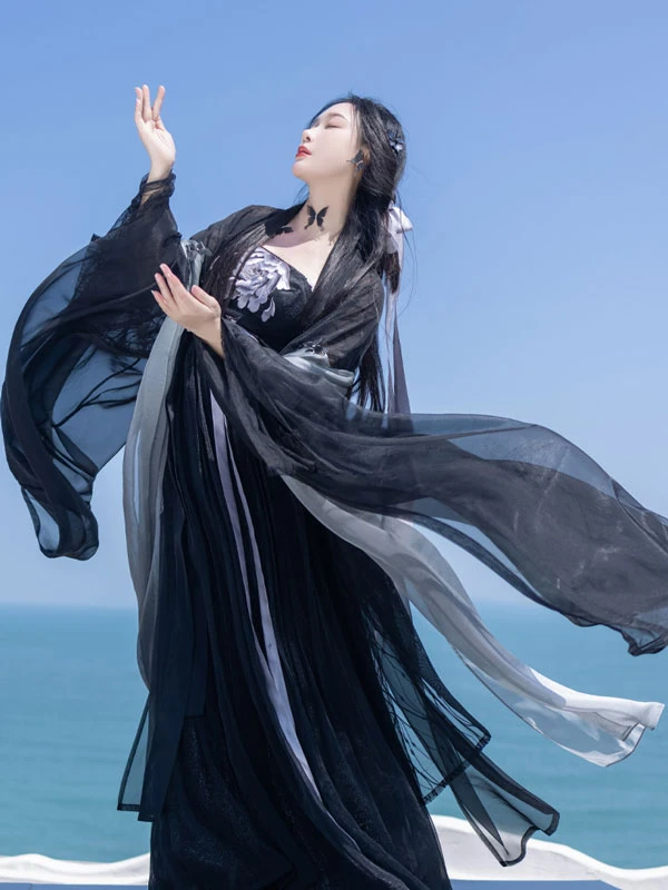 womens black hanfu dress
