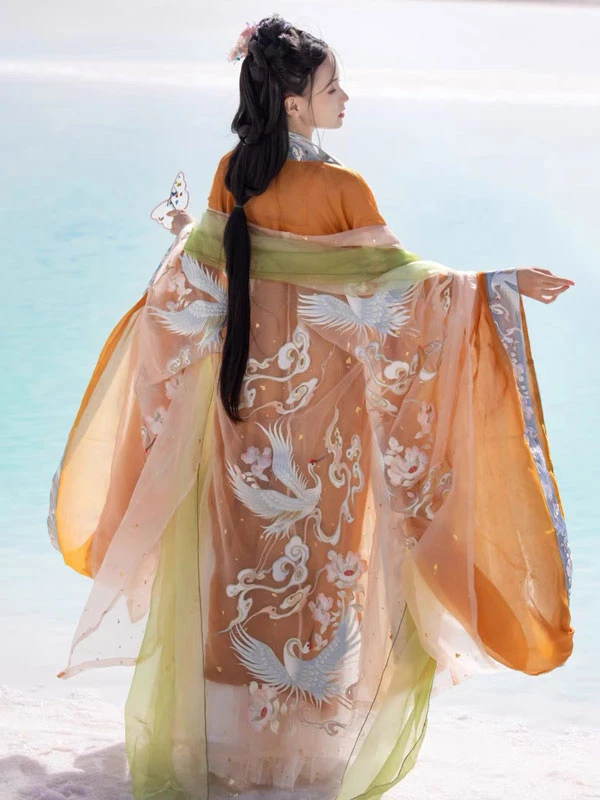 bright orange hanfu dress you can pick from newhanfu