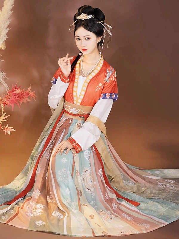 bright orange hanfu dress you can pick from newhanfu