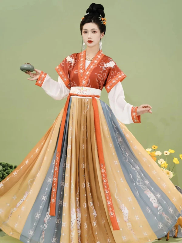 bright orange hanfu dress you can pick from newhanfu