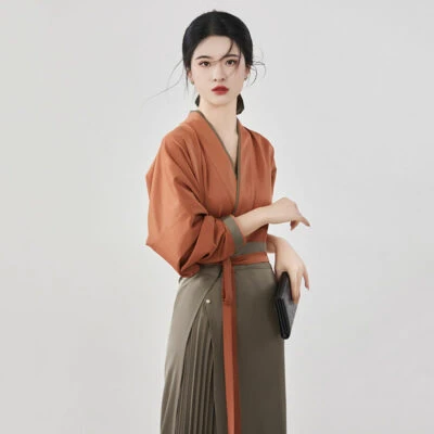 tea aroma fashion orange gray hanfu