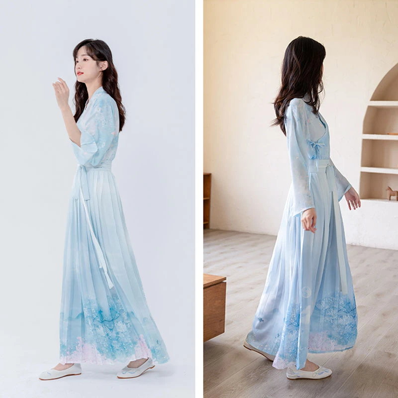 cherry blossom blue hanfu