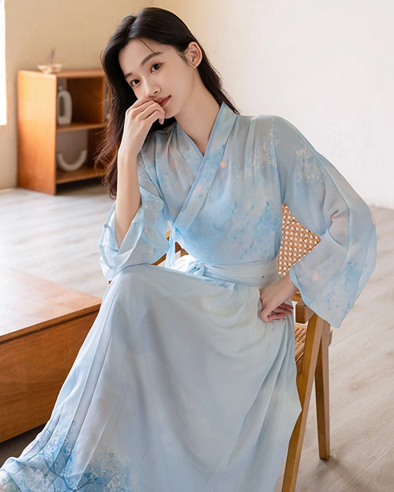 cherry blossom blue hanfu