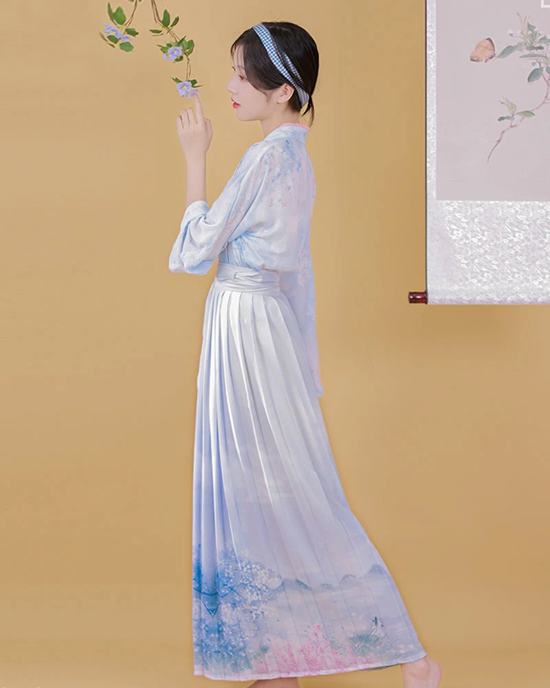 cherry blossom blue hanfu