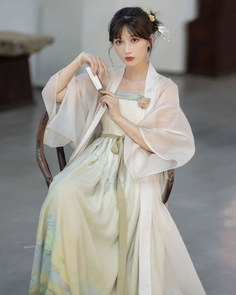 green landscape modern hanfu dress