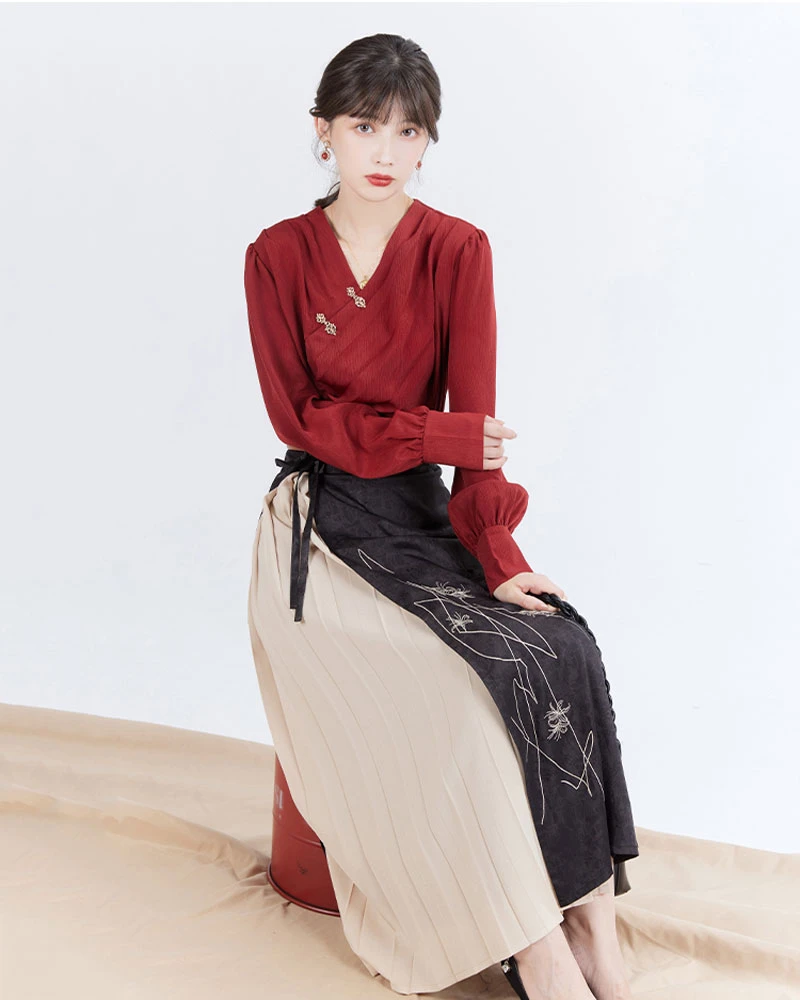 casual friday red hanfu clothing