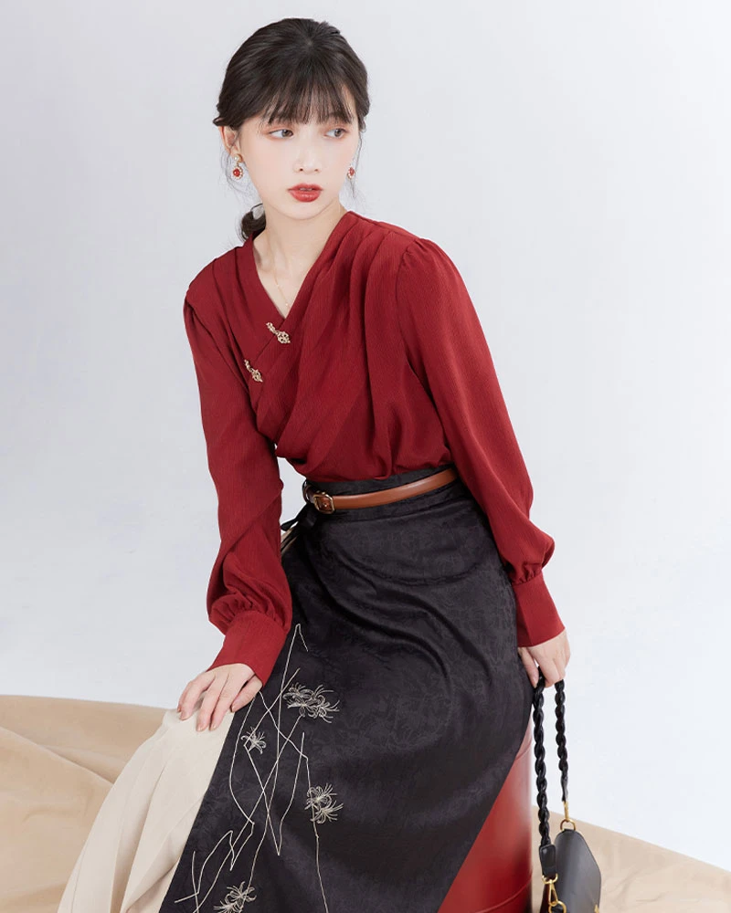 casual friday red hanfu clothing