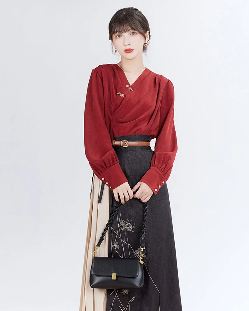 casual friday red hanfu clothing