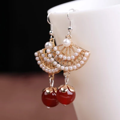 fan earrings hanfu jewelry