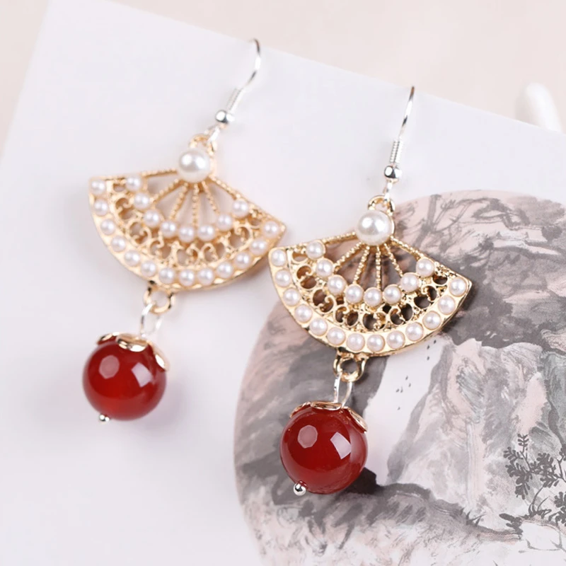 fan earrings hanfu jewelry
