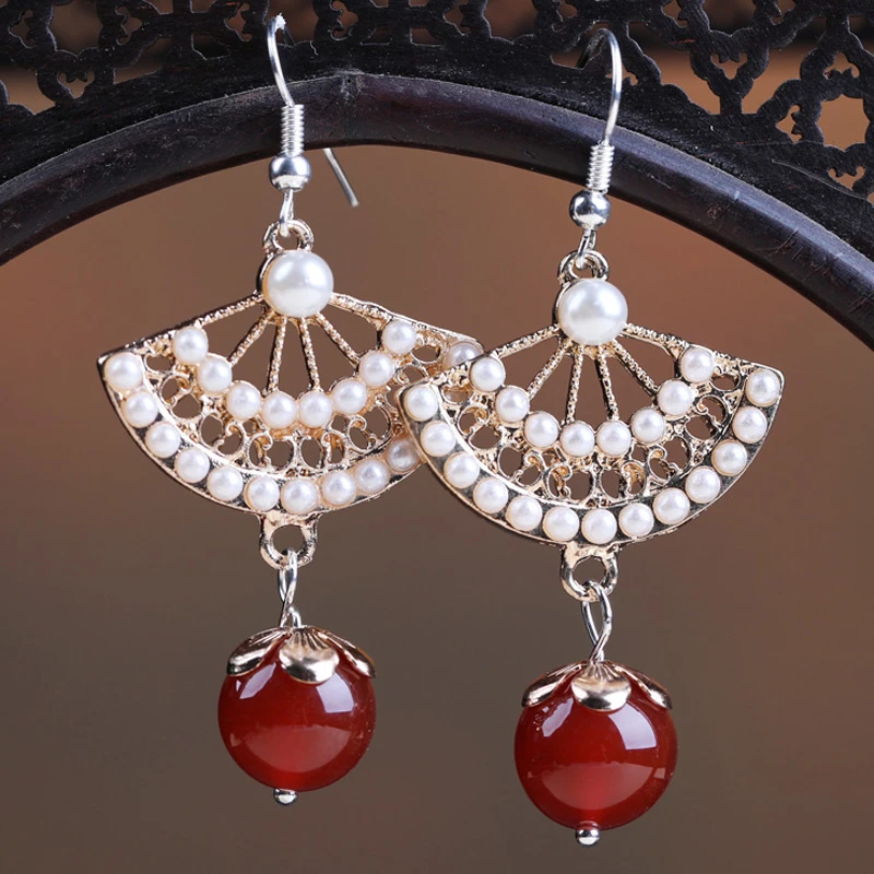 fan earrings hanfu jewelry