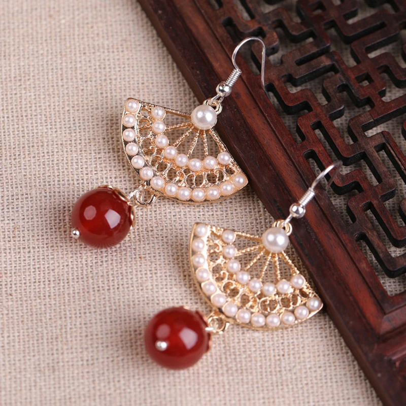 fan earrings hanfu jewelry