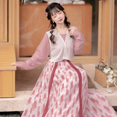 berry cream casual pink hanfu