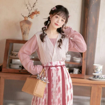 berry cream casual pink hanfu